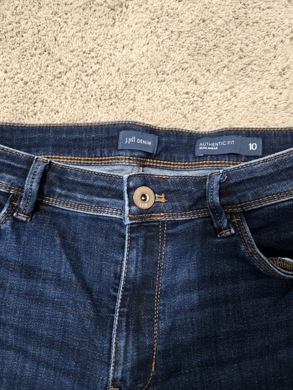 J.Jill Denim Authentic Fit Dark Wash Women’s Jeans Slim Ankle Size 10 - Picture 2 of 5